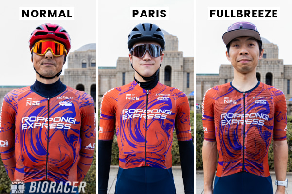 BIORACERのフルブリーズ素材・ノーマル素材の違いを解説した図